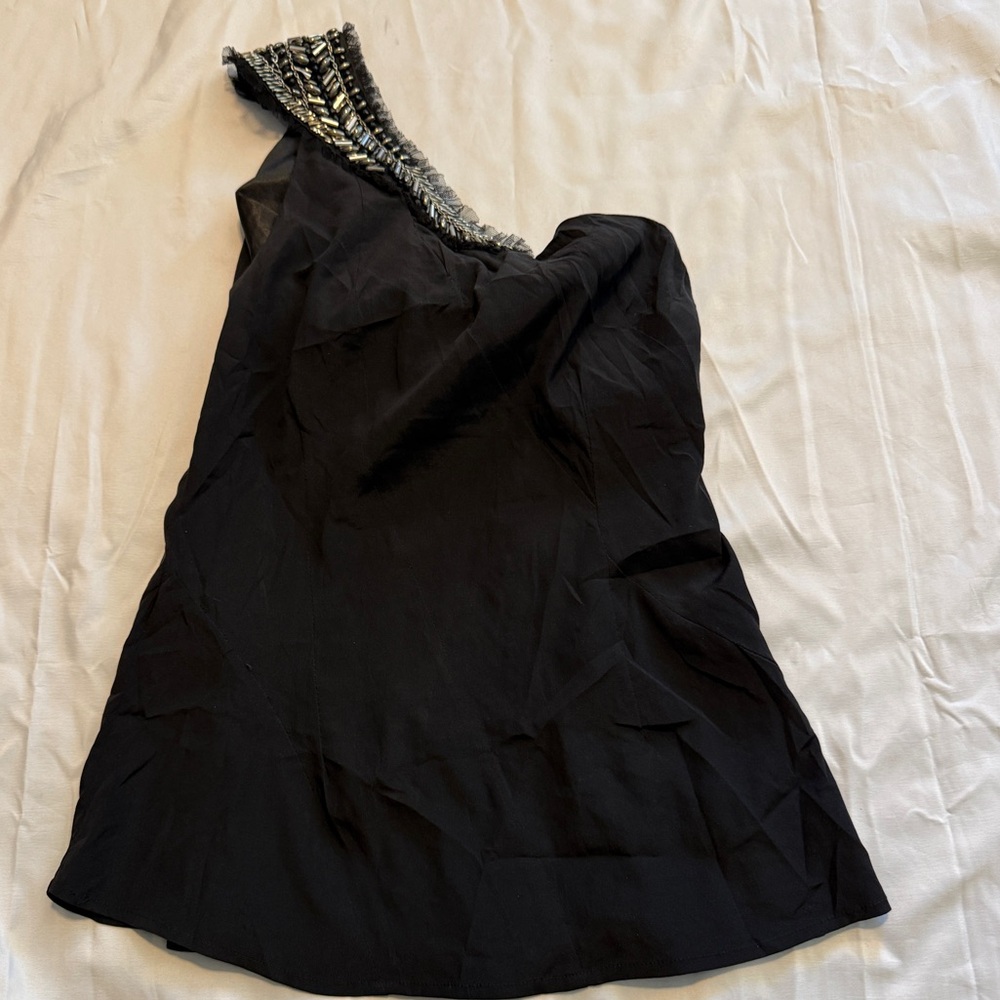 Bebe One Shoulder Black Jeweled Top Y2K Glam - Picture 2 of 9